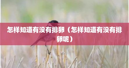 怎样知道有没有排卵（怎样知道有没有排卵呢）