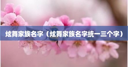 炫舞家族名字（炫舞家族名字统一三个字）