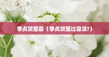 李贞贤整容（李贞贤整过容没?）