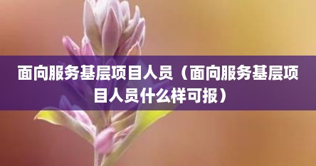 面向服务基层项目人员是指什么（面向服务基层项目人员是指哪些人）