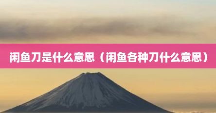 闲鱼刀是什么意思（闲鱼各种刀什么意思）