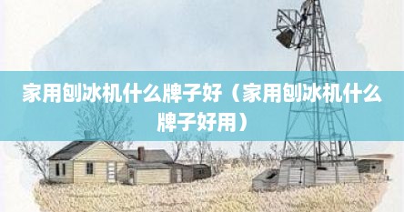 家用刨冰机什么牌子好（家用刨冰机什么牌子好用）