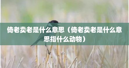 倚老卖老是什么意思（倚老卖老是什么意思指什么动物）