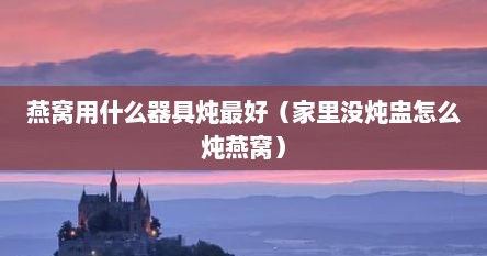燕窝用什么器具炖最好（家里没炖盅怎么炖燕窝）