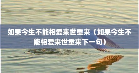 如果今生不能相爱来世重来（如果今生不能相爱来世重来下一句）
