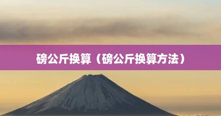 磅公斤换算（磅公斤换算方法）