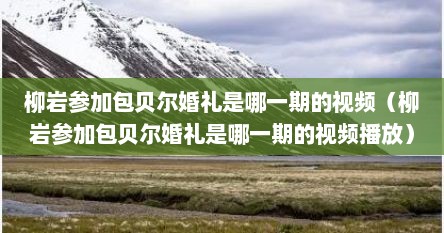 柳岩参加包贝尔婚礼是哪一期的视频（柳岩参加包贝尔婚礼是哪一期的视频播放）