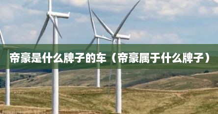 帝豪是什么牌子的车（帝豪属于什么牌子）