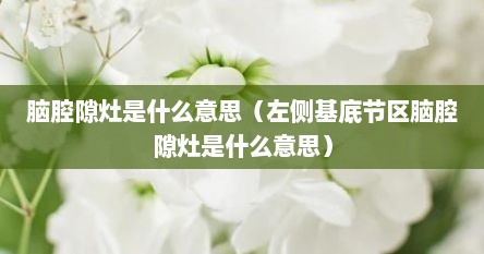 脑腔隙灶是什么意思（左侧基底节区脑腔隙灶是什么意思）