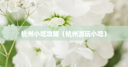 杭州小吃攻略（杭州游玩小吃）