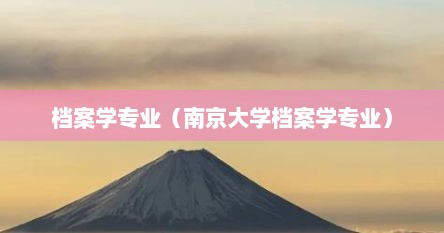 档案学专业（南京大学档案学专业）