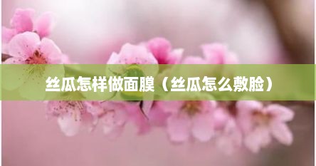 丝瓜怎样做面膜（丝瓜怎么敷脸）