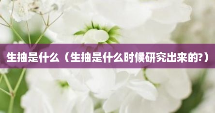 生抽是什么（生抽是什么时候研究出来的?）