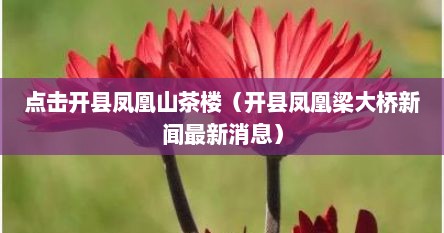 点击开县凤凰山茶楼（开县凤凰梁大桥新闻最新消息）