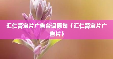 汇仁肾宝片广告台词原句（汇仁肾宝片广告片）
