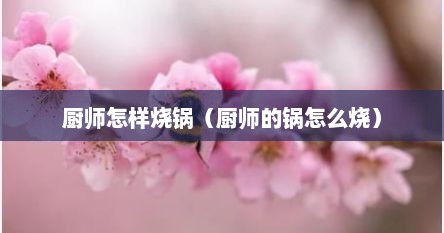 厨师怎样烧锅（厨师的锅怎么烧）