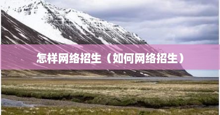 怎样网络招生（如何网络招生）