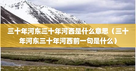 三十年河东三十年河西是什么意思（三十年河东三十年河西前一句是什么）
