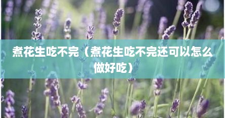 煮花生吃不完（煮花生吃不完还可以怎么做好吃）