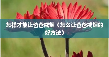 怎样才能让爸爸戒烟（怎么让爸爸戒烟的好方法）