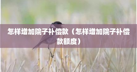 怎样增加院子补偿款（怎样增加院子补偿款额度）