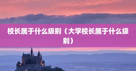 校长属于什么级别（大学校长属于什么级别）