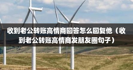 收到老公转账高情商回答怎么回复他（收到老公转账高情商发朋友圈句子）