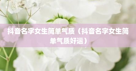 抖音名字女生简单气质（抖音名字女生简单气质好运）