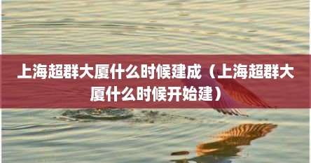 上海超群大厦什么时候建成(上海超群大厦什么时候开始建)