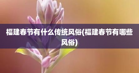 福建春节有什么传统风俗(福建春节有哪些风俗)