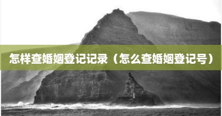 怎样查婚姻登记记录（怎么查婚姻登记号）