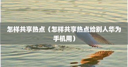 怎样共享热点（怎样共享热点给别人华为手机用）