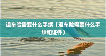 退车险需要什么手续（退车险需要什么手续和证件）