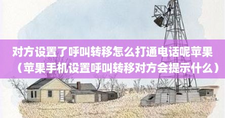 对方设置了呼叫转移怎么打通电话呢苹果（苹果手机设置呼叫转移对方会提示什么）