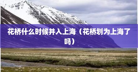 花桥什么时候并入上海（花桥归上海市吗）