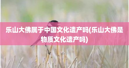乐山大佛属于中国文化遗产吗(乐山大佛是物质文化遗产吗)