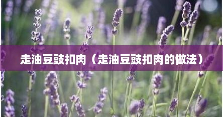 走油豆豉扣肉（走油豆豉扣肉的做法）