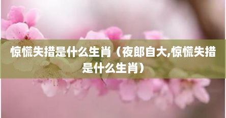 惊慌失措是什么生肖（夜郎自大,惊慌失措是什么生肖）