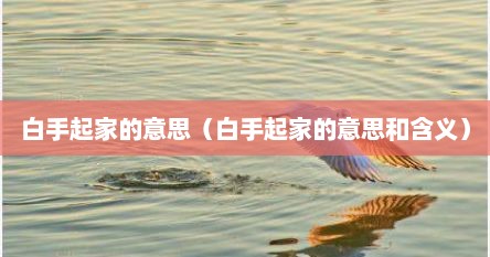 白手起家的意思（白手起家的意思和含义）