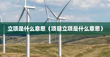 立项是什么意思（项目立项是什么意思）