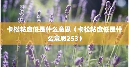 卡松粘度低是什么意思（卡松粘度低是什么意思253）