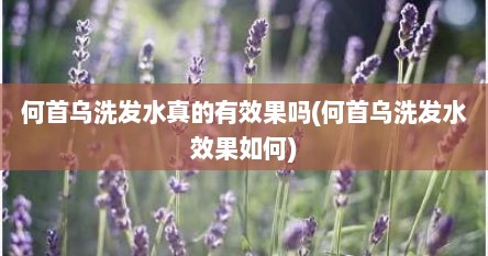何首乌洗发水真的有效果吗(何首乌洗发水效果如何)