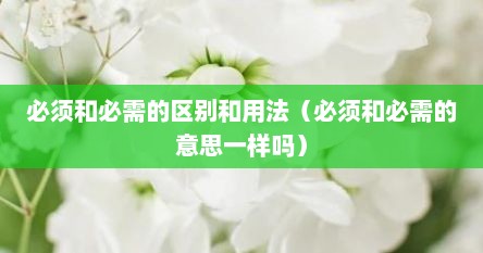 必须和必需的区别和用法（必须和必需的意思一样吗）