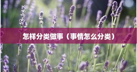 怎样分类做事（事情怎么分类）