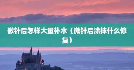 微针后怎样大量补水（微针后涂抹什么修复）