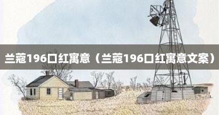 兰蔻196口红寓意（兰蔻196口红寓意文案）