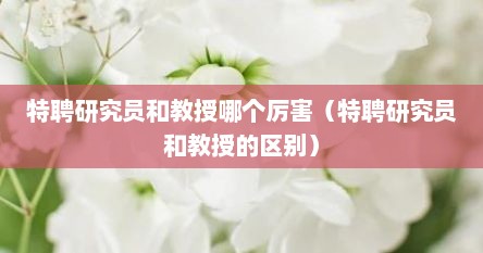 特聘研究员和教授哪个厉害（特聘研究员和教授的区别）
