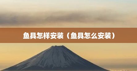 鱼具怎样安装（鱼具怎么安装）