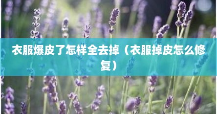 衣服爆皮了怎样全去掉（衣服掉皮怎么修复）