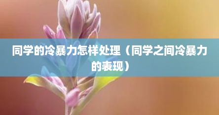 同学的冷暴力怎样处理（同学之间冷暴力的表现）